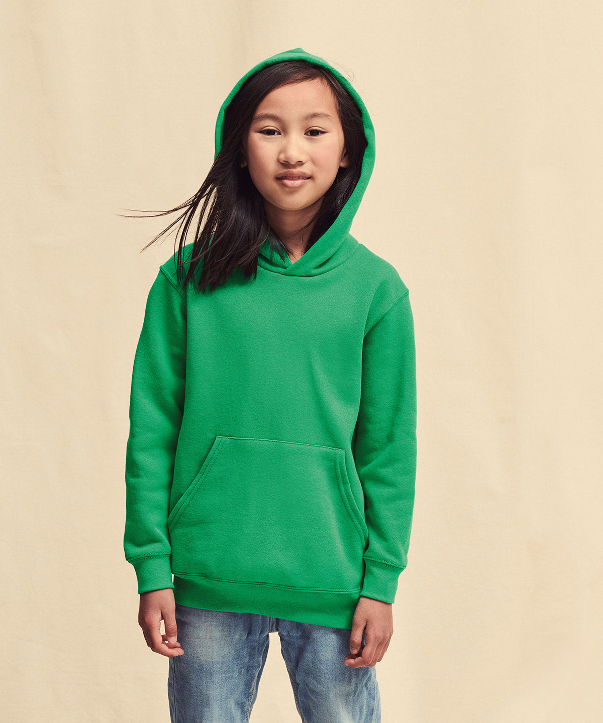 Fruit Of The Loom Kids Classic Hooded Sweatshirt Double Hood Kangaroo Pocket