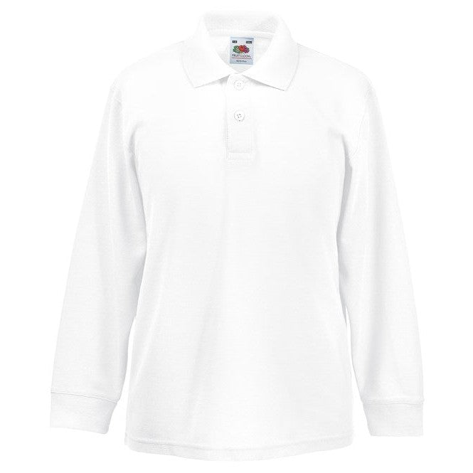 Fruit Of The Loom Kids Long Sleeve Polo 65/35 Easy-Care Sportswear Sizes 3-15