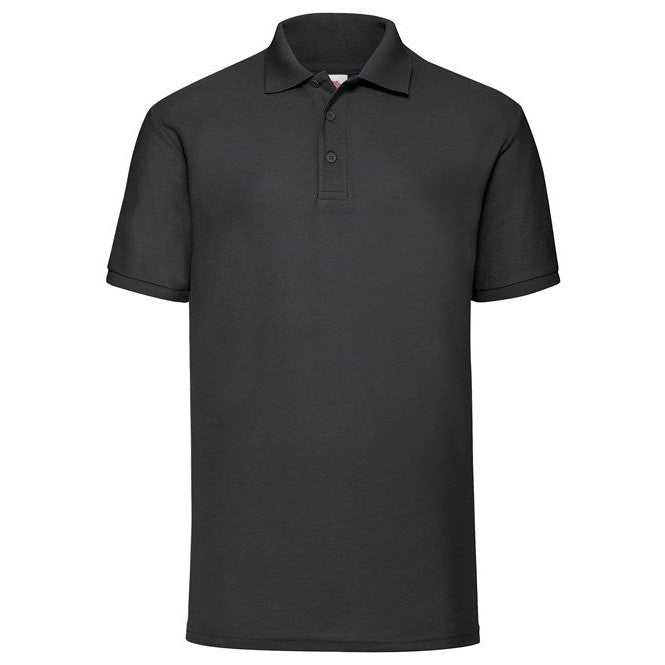 Fruit Of The Loom 65/35 Polo Shirt Black Easy Care 3-Button Classic Fit