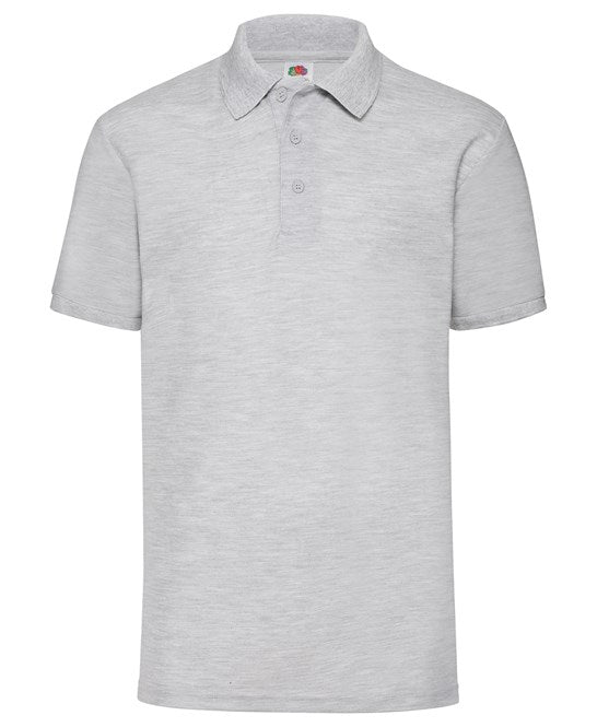 Fruit Of The Loom 65/35 Polo Shirt Heather Grey 3-Button Easy Care Classic Fit