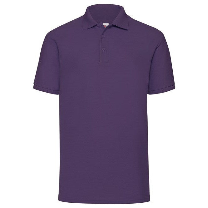 Fruit Of The Loom 65/35 Polo Shirt Purple Easy Care 3-Button Classic Fit