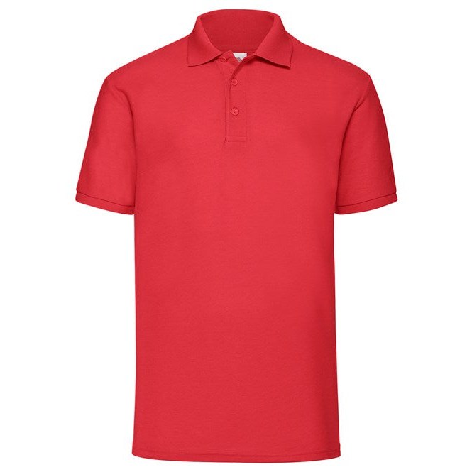 Fruit Of The Loom 65/35 Polo Shirt Red Easy Care 3-Button Classic Fit