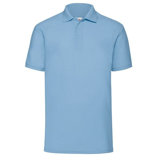 Fruit Of The Loom 65/35 Polo Sky Blue Easy Care 3-Button Classic Fit Sizes S-5XL