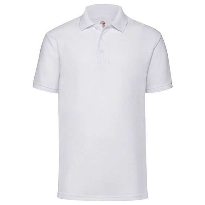 Fruit Of The Loom 65/35 Polo Shirt White Easy Care 3-Button Classic Fit