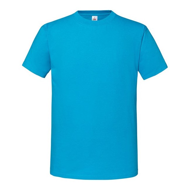 Fruit Of The Loom Iconic 195 Ringspun T-Shirt Azure Blue 100% Cotton Crew Neck