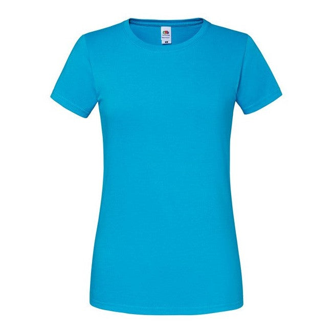 Fruit Of The Loom Women's Iconic 195 Ringspun T-Shirt Azure Blue Size XS-2XL