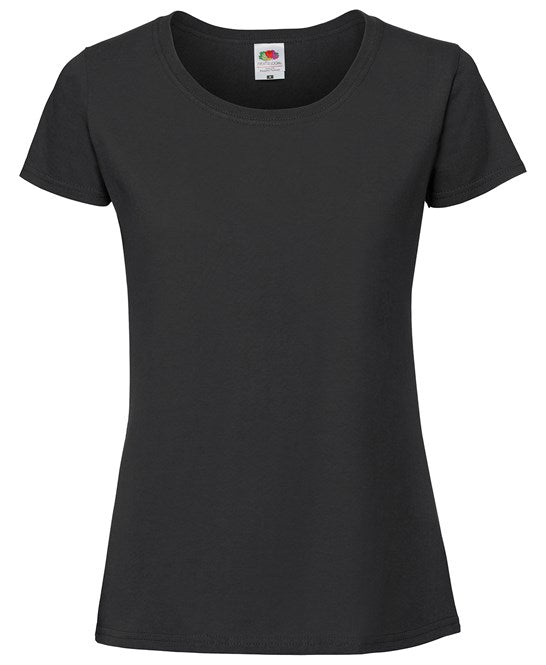 Fruit Of The Loom Women's Iconic 195 Ringspun T-Shirt Black Soft Cotton Fit