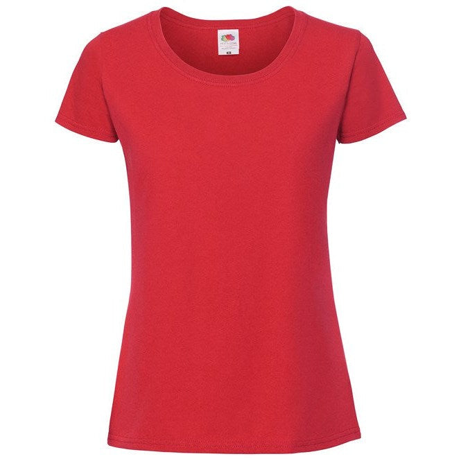 Fruit Of The Loom Women's Iconic 195 Ringspun T-Shirt Red Soft Cotton Fit