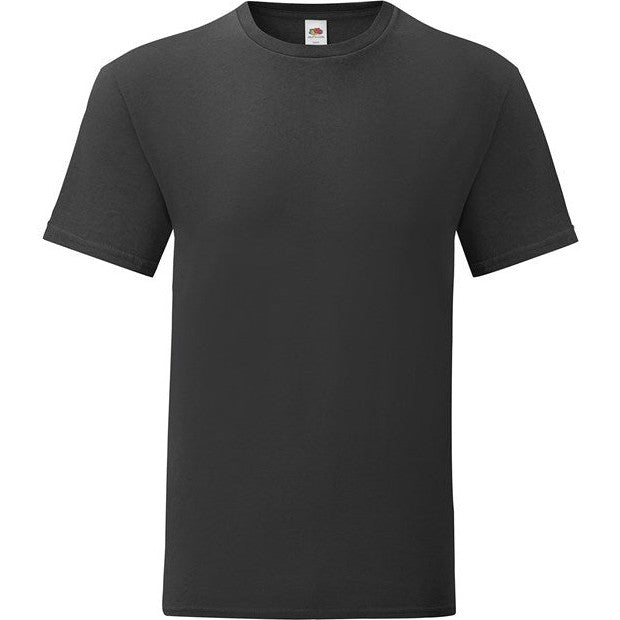 Fruit Of The Loom Iconic 150 T-Shirt Black Slim Fit Combed Cotton Crew Neck