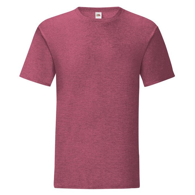Fruit Of The Loom Iconic 150 T-Shirt Heather Burgundy Slim Fit Combed Cotton