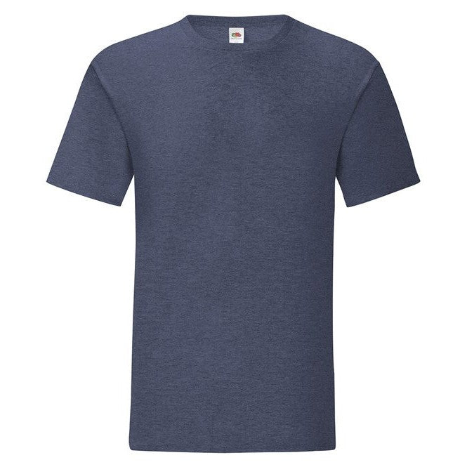 Fruit Of The Loom Iconic 150 T-Shirt Heather Navy Slim Fit Combed Cotton