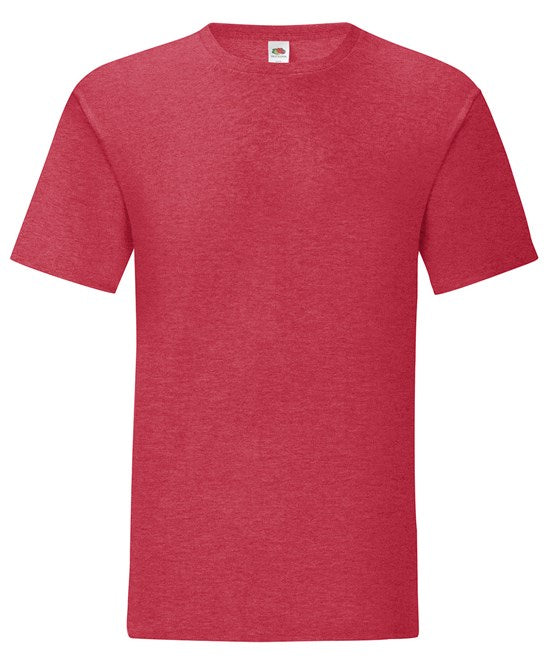 Fruit Of The Loom Iconic 150 T Heather Red Slim Fit Combed Cotton Tee