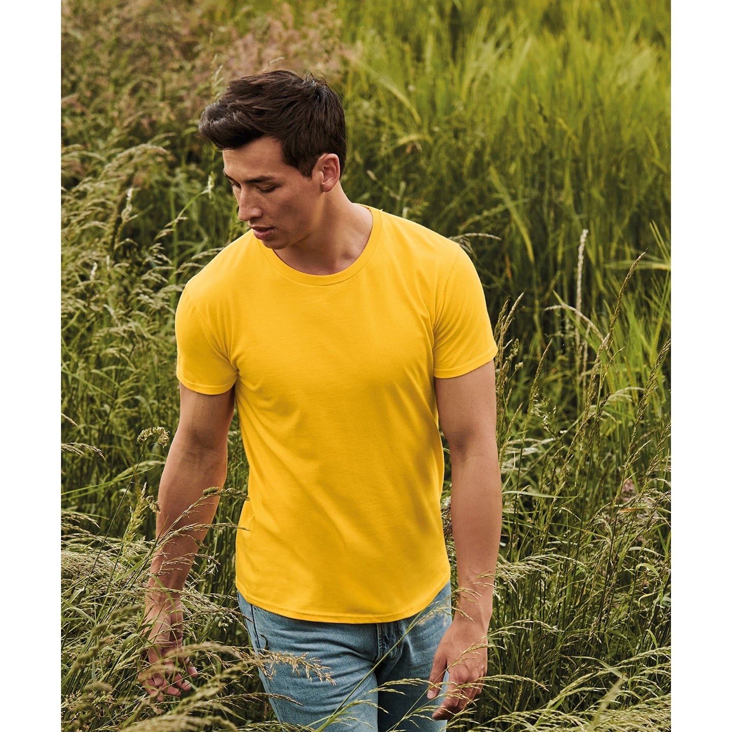 Fruit Of The Loom Iconic 150 T-Shirt Mineral Blue Slim Fit Combed Cotton