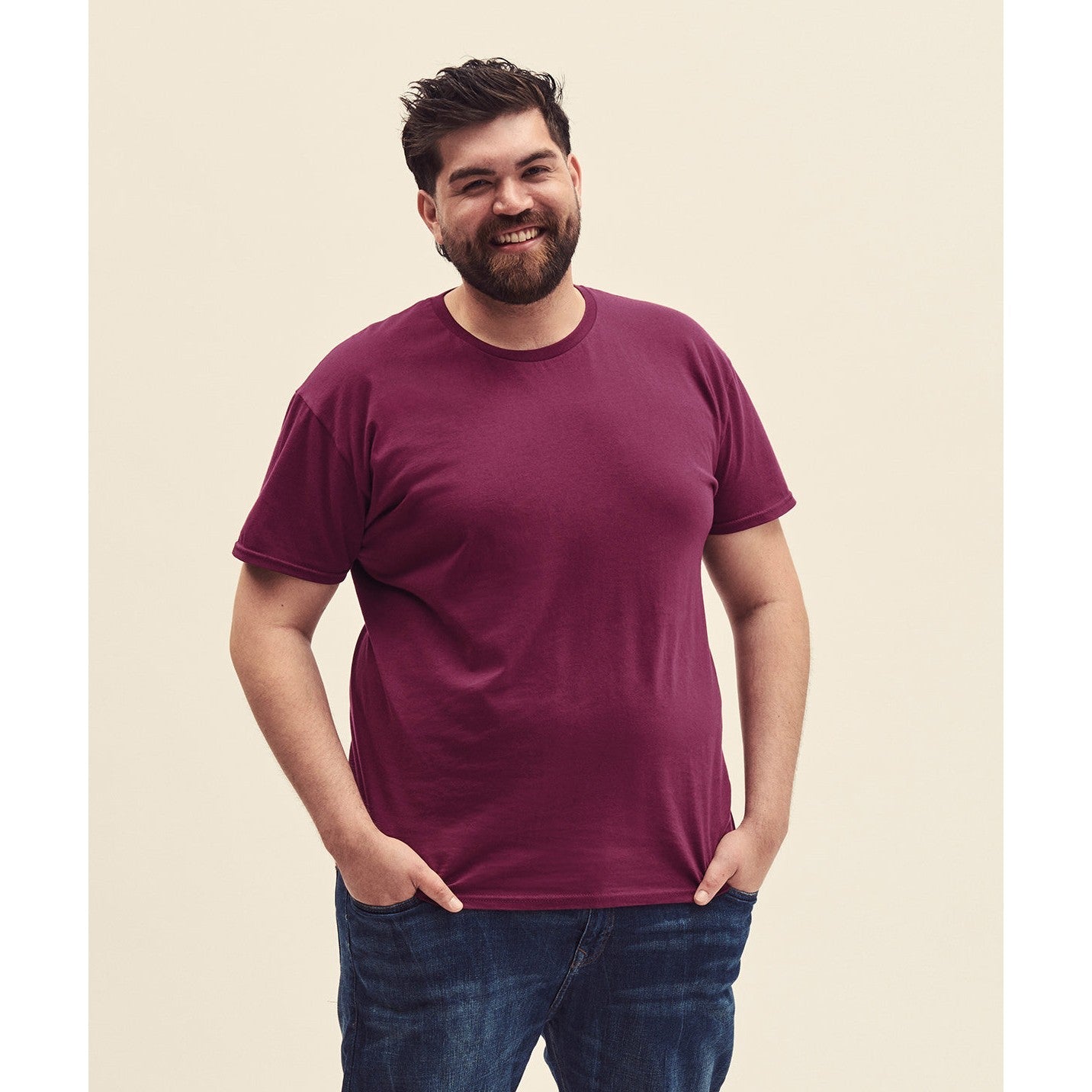 Fruit Of The Loom Iconic 150 T Light Graphite Slim Fit Combed Cotton Tee