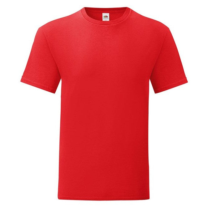 Fruit Of The Loom Iconic 150 T-Shirt Red Slim Fit Combed Cotton Crew Neck