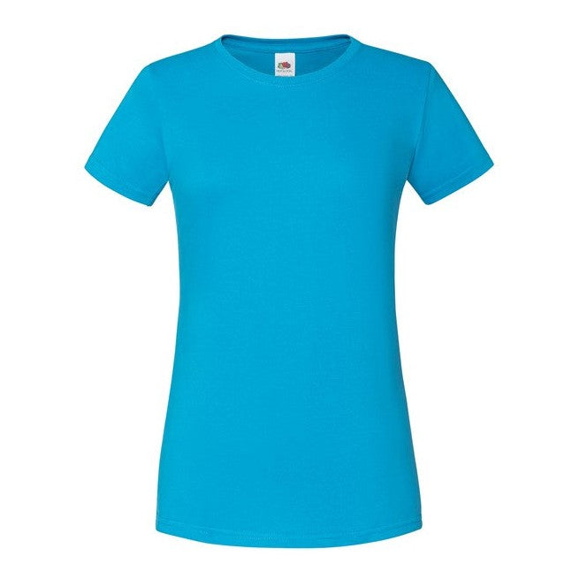 Fruit Of The Loom Women's Iconic T Shirt Azure Blue Soft Cotton Fashion Fit