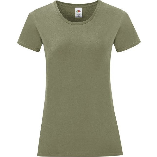 Fruit Of The Loom Women's Iconic T Shirt Classic Olive Soft Cotton Fit
