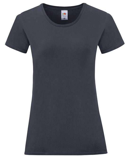 Fruit Of The Loom Women's Iconic T-Shirt Deep Navy Soft Cotton Fashion Fit