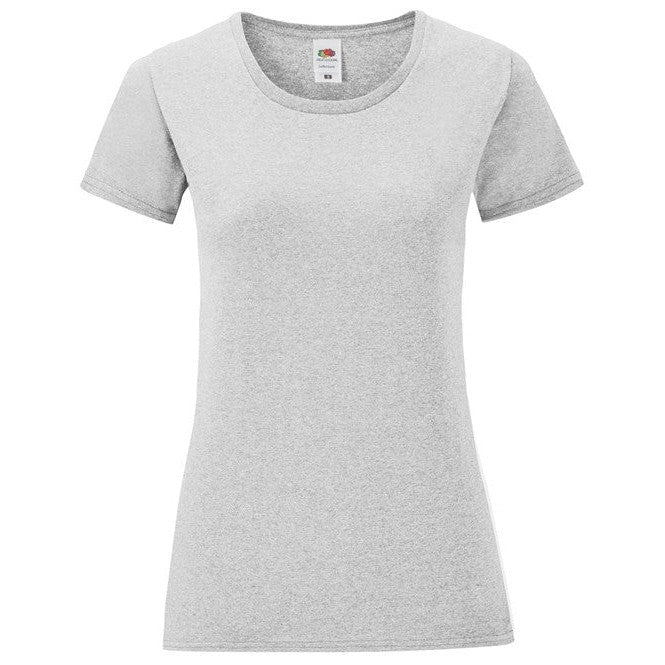 Fruit Of The Loom Women's Iconic T Shirt Heather Grey Soft Cotton Fashion Fit