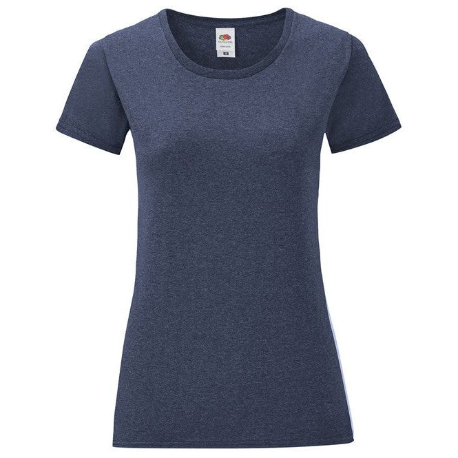 Fruit Of The Loom Women's Iconic T Shirt Heather Navy Soft Cotton Fashion Fit