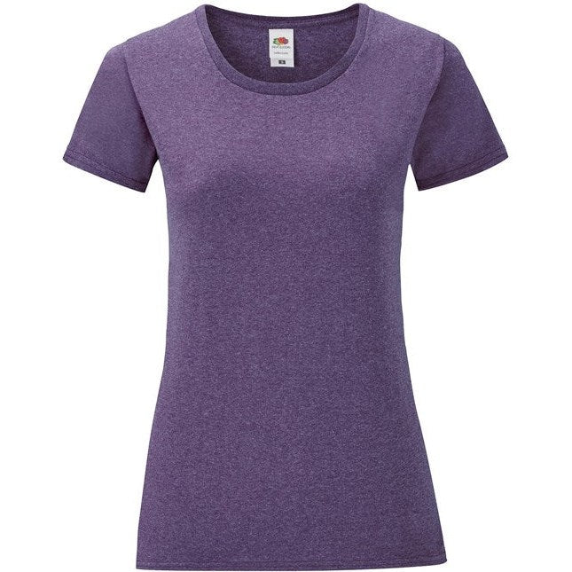 Fruit Of The Loom Women's Iconic T Shirt Heather Purple Soft Cotton Fit