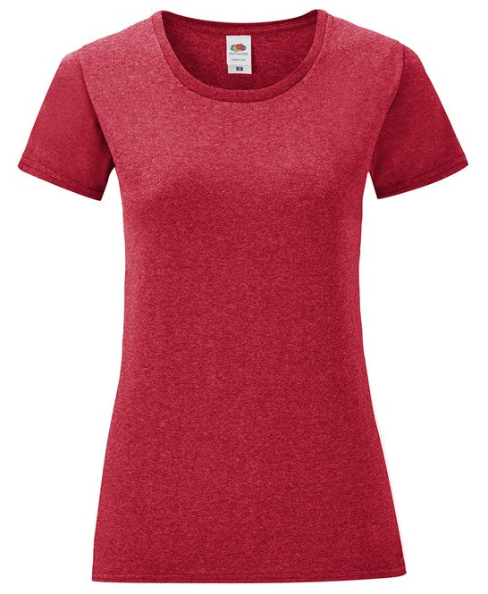 Fruit Of The Loom Women's Iconic T Shirt Heather Red Soft Cotton Fashion Fit