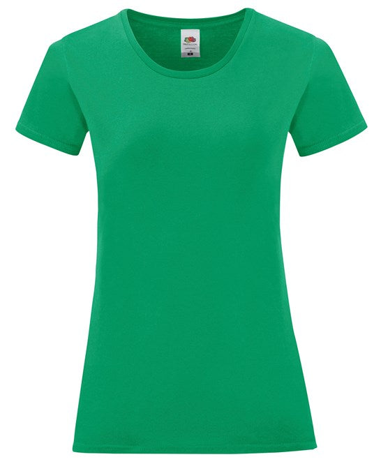 Fruit Of The Loom Women's Iconic T Shirt Kelly Green Soft Cotton Fashion Fit