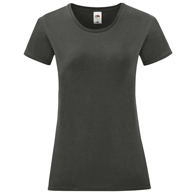Fruit Of The Loom Women's Iconic T Shirt Light Graphite Soft Cotton Fit