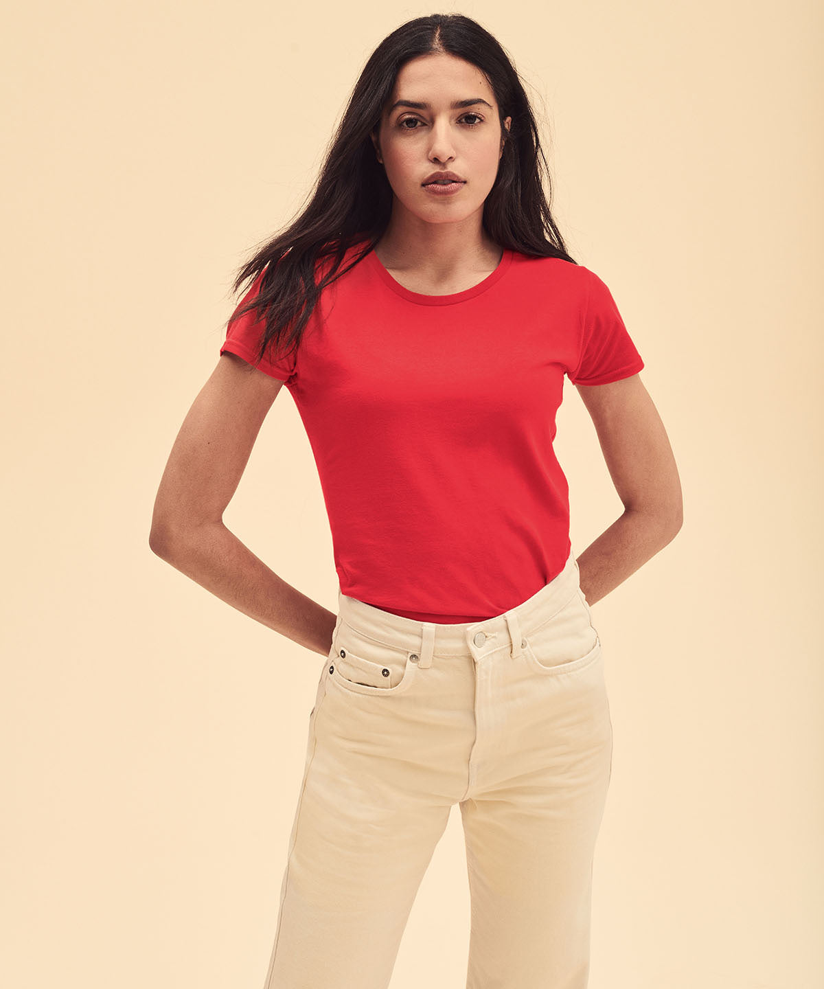 Fruit Of The Loom Women's Iconic T Shirt Fuchsia Soft Cotton Crew Neck Fit