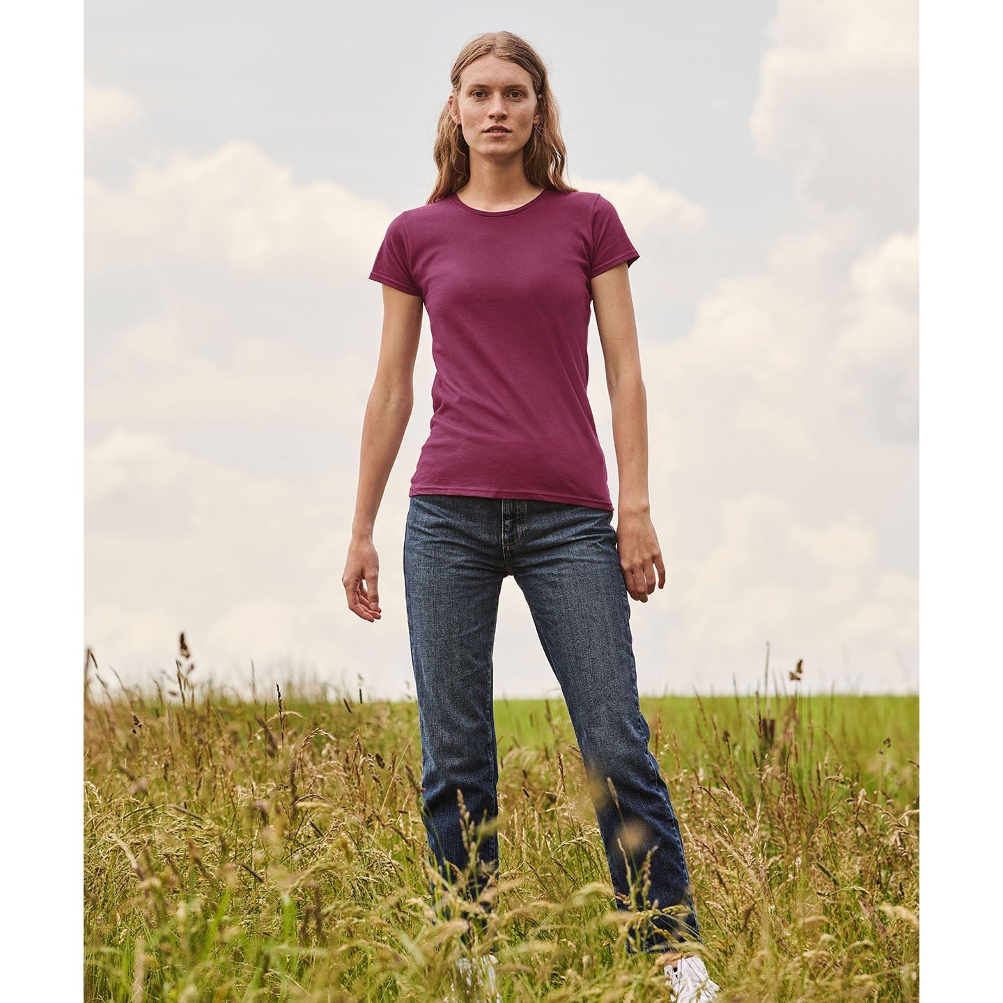 Fruit Of The Loom Women's Iconic T Shirt Heather Grey Soft Cotton Fashion Fit