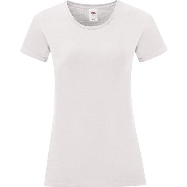 Fruit Of The Loom Women's Iconic T Shirt Soft Cotton Crew Neck White