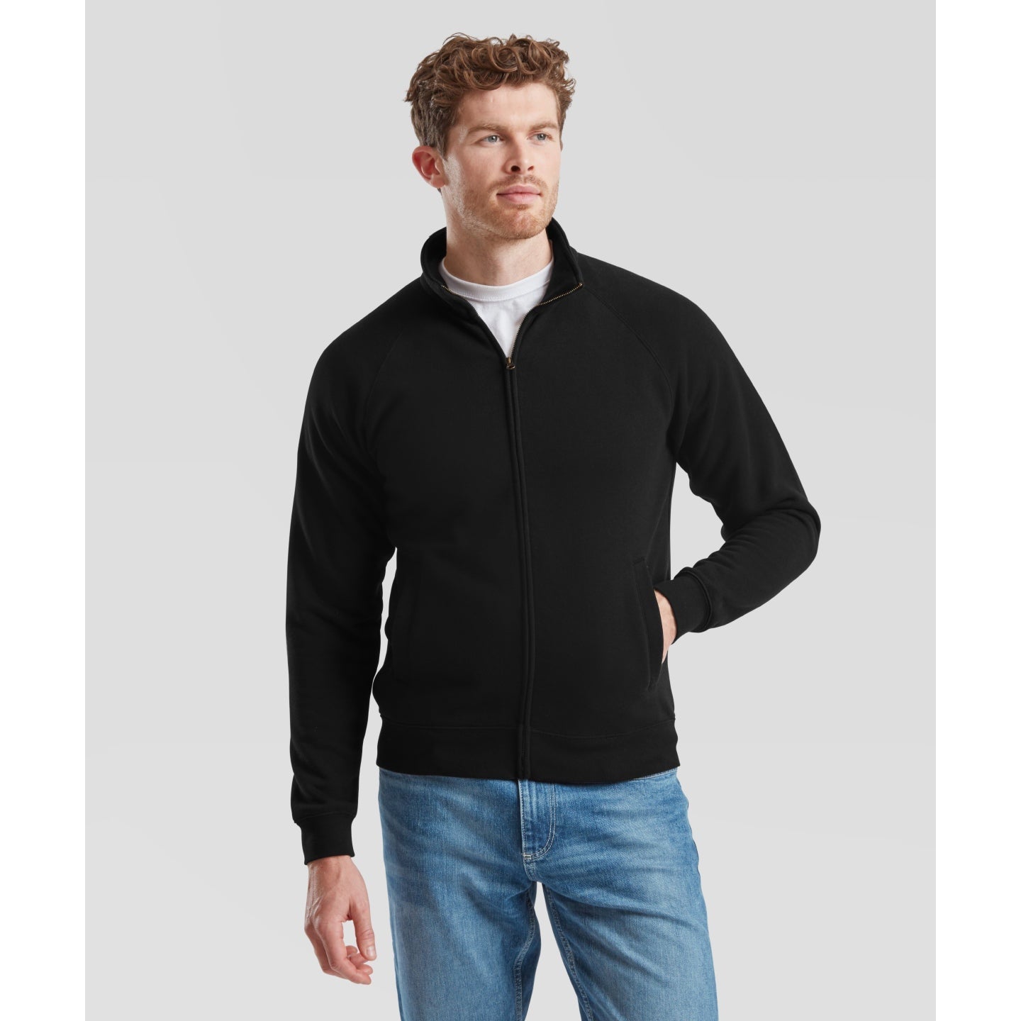 Fruit Of The Loom Premium 70/30 Sweatshirt Jacket Cadet Collar Zip Pockets
