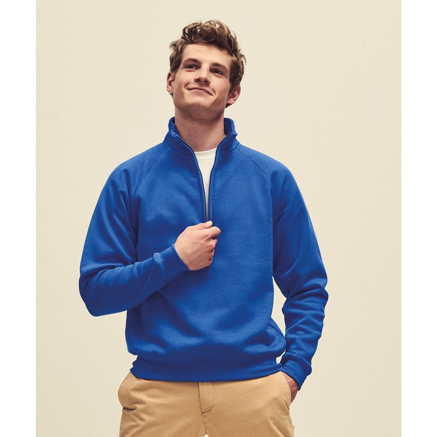 Fruit Of The Loom Premium 70/30 Zip-Neck Sweatshirt Cadet Collar Various Sizes