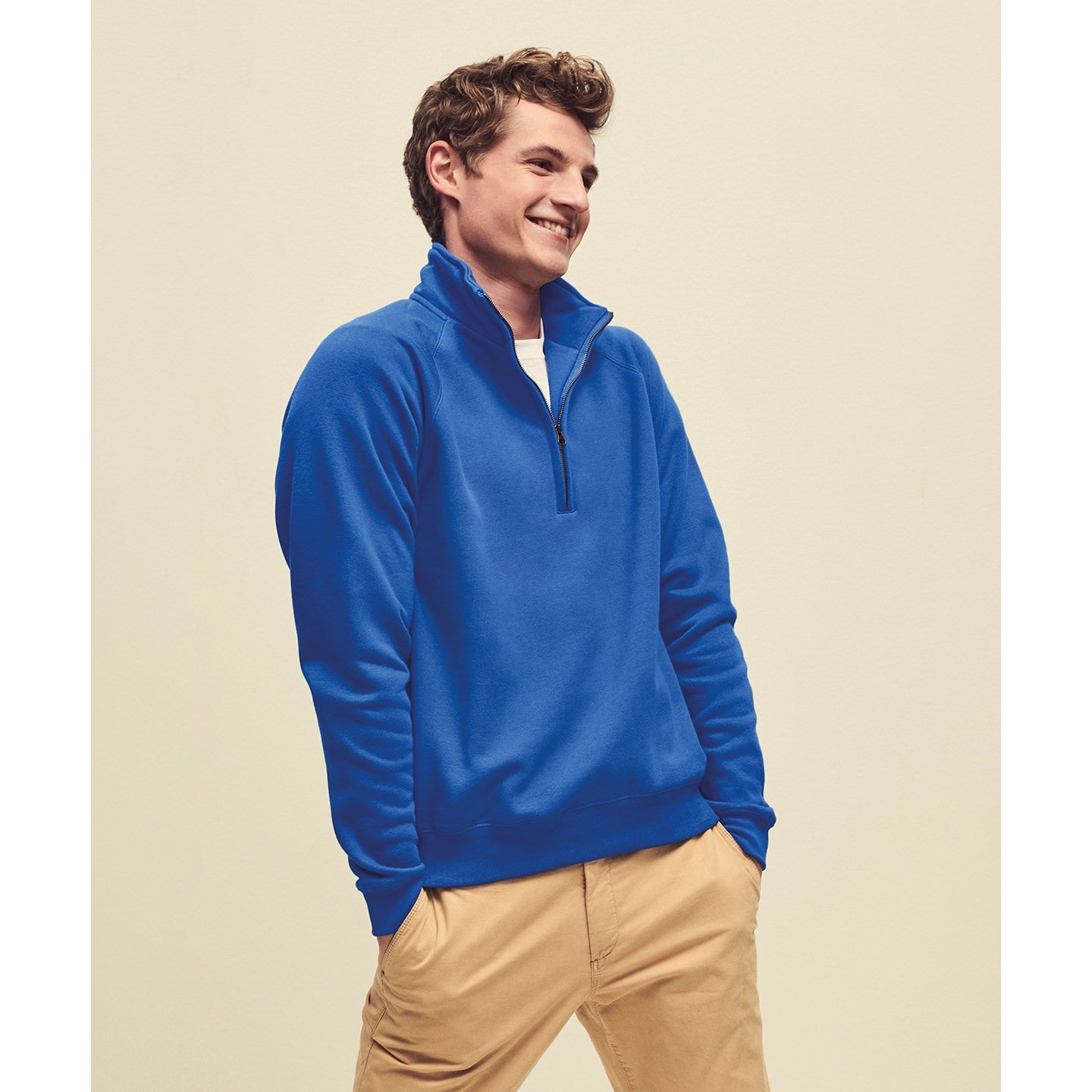 Fruit Of The Loom Premium 70/30 Zip-Neck Sweatshirt Cadet Collar Various Sizes