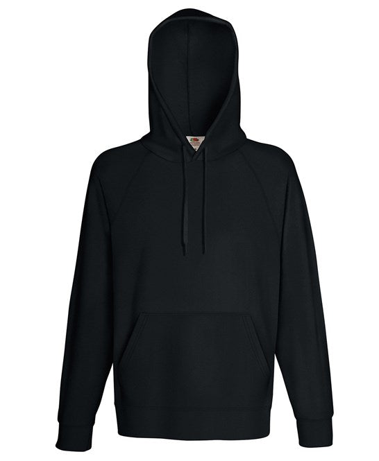 Fruit Of The Loom Lightweight Hooded Sweatshirt Unbrushed Fleece Raglan Sleeves