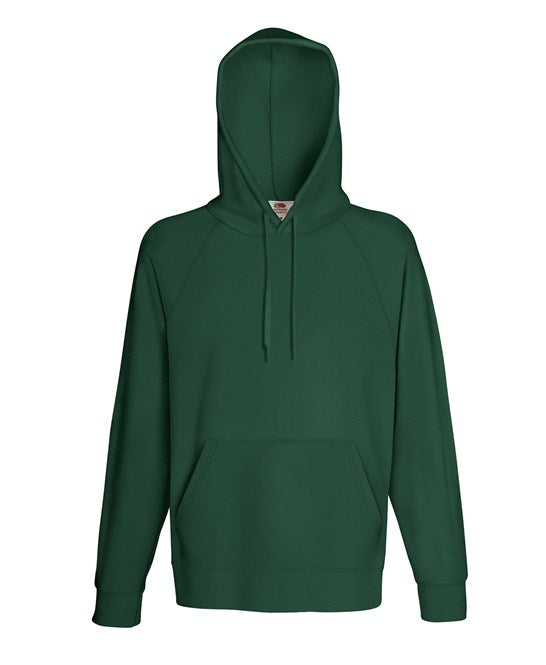 Fruit Of The Loom Lightweight Hooded Sweatshirt Unbrushed Fleece Raglan Sleeves
