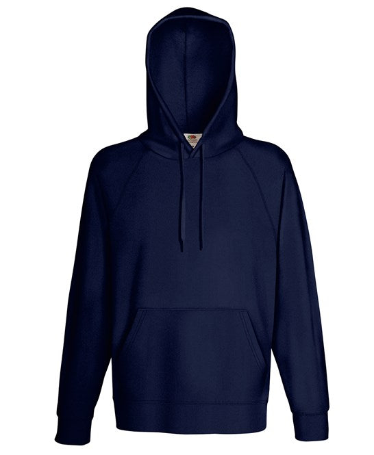 Fruit Of The Loom Lightweight Hooded Sweatshirt Unbrushed Fleece Raglan Sleeves