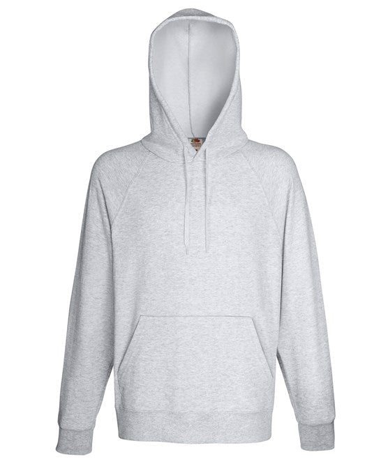 Fruit Of The Loom Lightweight Hooded Sweatshirt Unbrushed Fleece Raglan Sleeves
