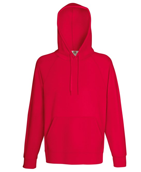 Fruit Of The Loom Lightweight Hooded Sweatshirt Unbrushed Fleece Raglan Sleeves