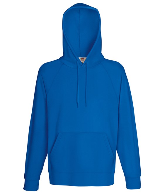 Fruit Of The Loom Lightweight Hooded Sweatshirt Unbrushed Fleece Raglan Sleeves