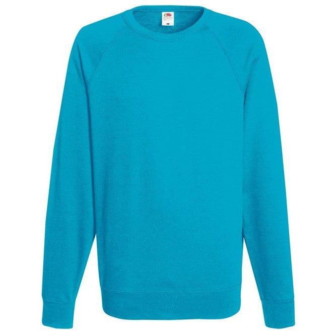 Fruit Of The Loom Lightweight Raglan Sweatshirt 100% Cotton Unbrushed Fleece
