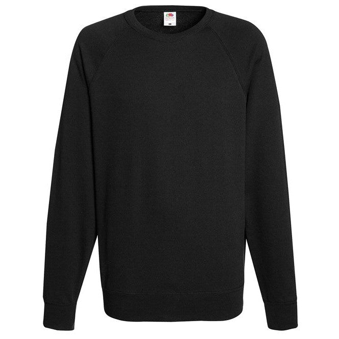 Fruit Of The Loom Lightweight Raglan Sweatshirt 100% Cotton Unbrushed Fleece