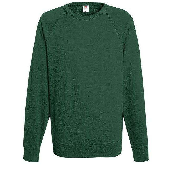 Fruit Of The Loom Lightweight Raglan Sweatshirt 100% Cotton Unbrushed Fleece