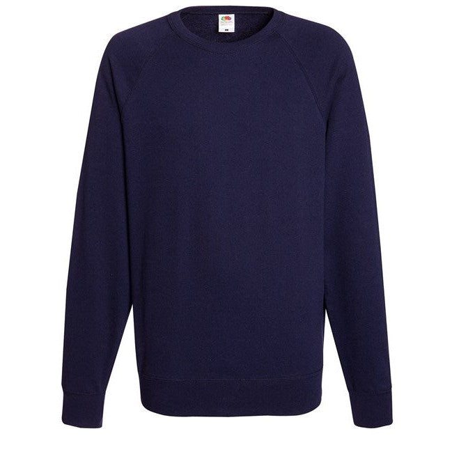 Fruit Of The Loom Lightweight Raglan Sweatshirt 100% Cotton Unbrushed Fleece