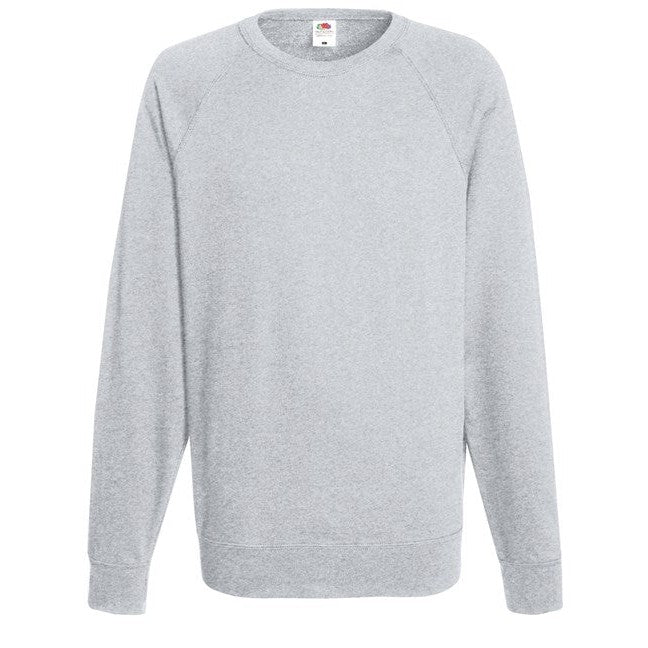 Fruit Of The Loom Lightweight Raglan Sweatshirt 100% Cotton Unbrushed Fleece