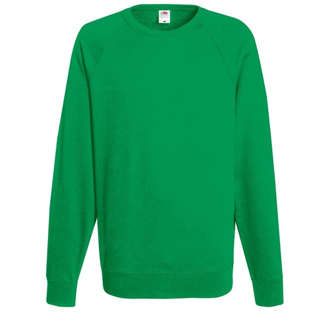 Fruit Of The Loom Lightweight Raglan Sweatshirt 100% Cotton Unbrushed Fleece