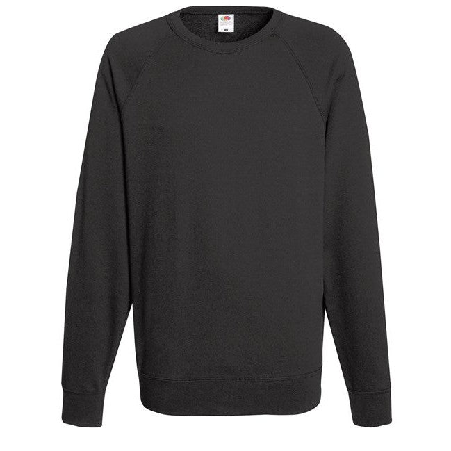 Fruit Of The Loom Lightweight Raglan Sweatshirt 100% Cotton Unbrushed Fleece