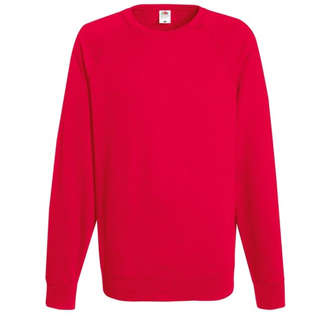 Fruit Of The Loom Lightweight Raglan Sweatshirt 100% Cotton Unbrushed Fleece