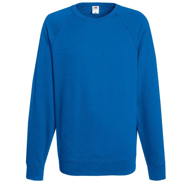 Fruit Of The Loom Lightweight Raglan Sweatshirt 100% Cotton Unbrushed Fleece