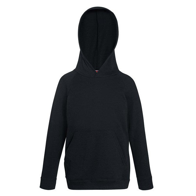 Fruit Of The Loom Kids Lightweight Hooded Sweatshirt Raglan Sleeves Pouch Pocket